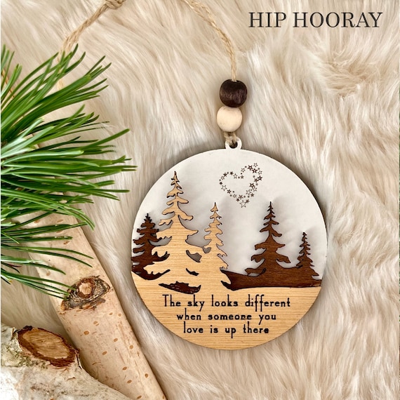 Ornamento commemorativo natalizio trasparente 2023 con piume, 8 cm, regalo di simpatia per la perdita della persona cara, un pezzo del mio cuore è in paradiso, regalo da appendere all'albero di Natale