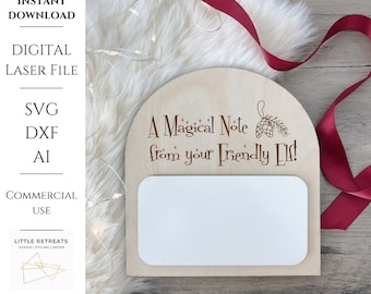 A Magical Note Elf Message Custom Dry Erase Board SVG File 2023 Market Christmas l Reusable Prop  Market Vendor Engraved Glowforge