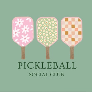 Pickleball Paddles PNG Acuarela Set Digital JPG Social Club y Pickleball Camisa de regalo Despedida de soltera Trajes a juego Mami y yo