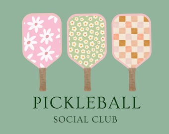 Pickleball Paddles PNG aquarel set digitale JPG sociale Club en Pickleball cadeau shirt Bachelorette partij bijpassende outfits mama en ik