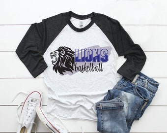 Lions Basketball SVG Cheer Squad Mom T-Shirt Design Mascot Pep Lion Team Spirit Shirt Baller Court Dad Lady JV Cricut Cut Files Silhouette