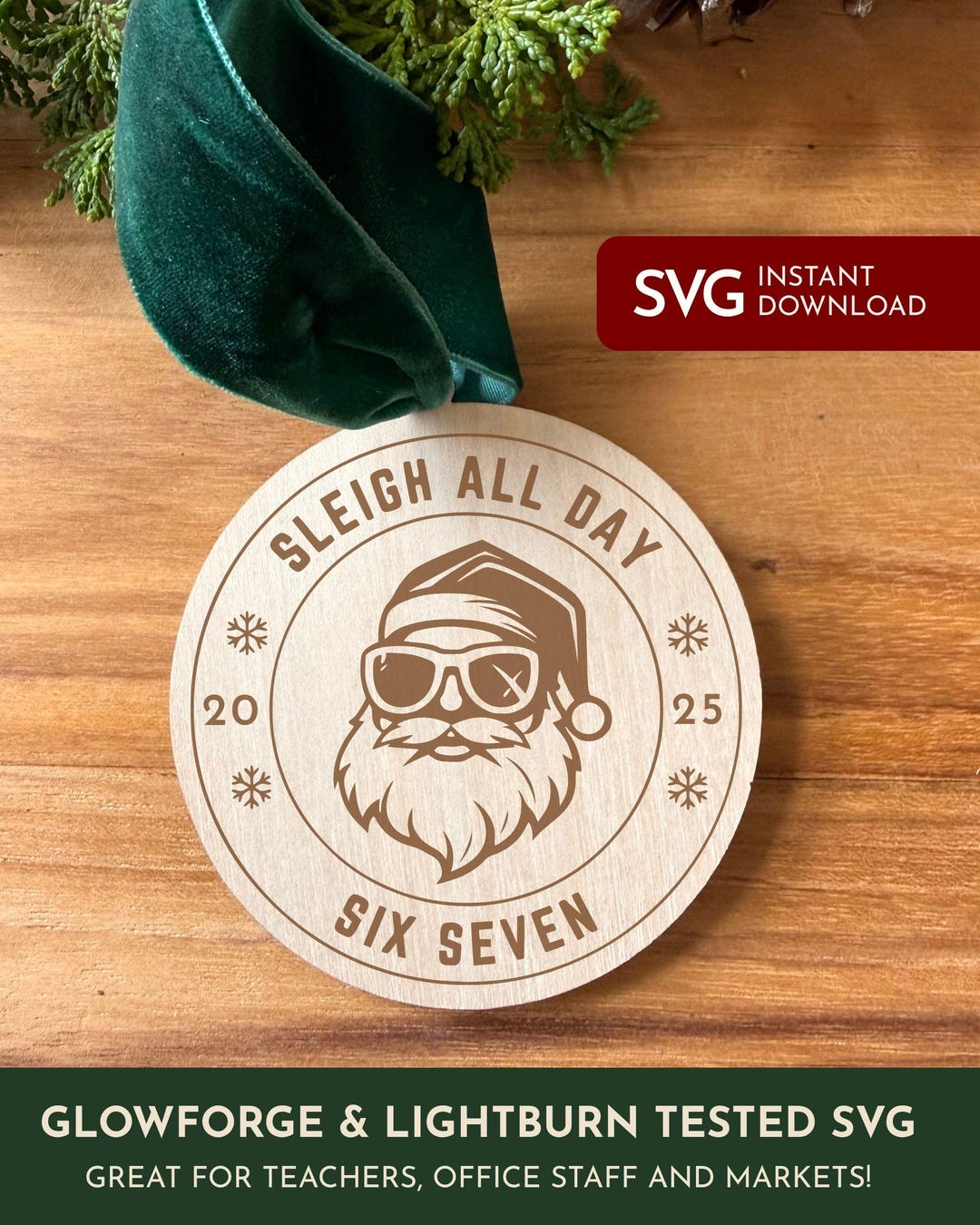 Funny Teacher Gift Ornament Custom SVG Six Seven Christmas Laser