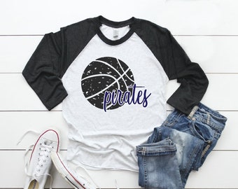 Pirates Basketball SVG Grunge Cheer Mom Tshirt School Spirit Middle Junior T-Shirt Design Mascot Club Cricut  Silhouette iron on team spirit