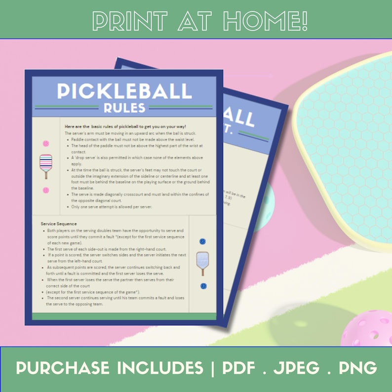 Pickleball Rules.pdf Pickleball Rules Printable Instant Download JPG Instructions Rule Sheet ...