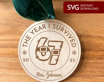 Funny Teacher Gift Ornament SVG Six Seven Christmas Laser Cut Files for Teens Glowforge xTool Digital Download Viral TikTok Market CoWorker