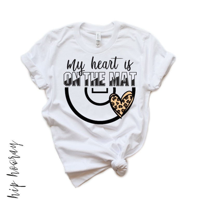Wrestling SVG PNG Sublimation Print My Heart is on the Mat Mom Tee Leopard Print Cricut Cut Files Silhouette Sublimation Iron On Transfer