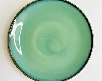 Piatto da insalata Sango China Nova Green da 7 3/4" #4935, fuori produzione, vintage MCM