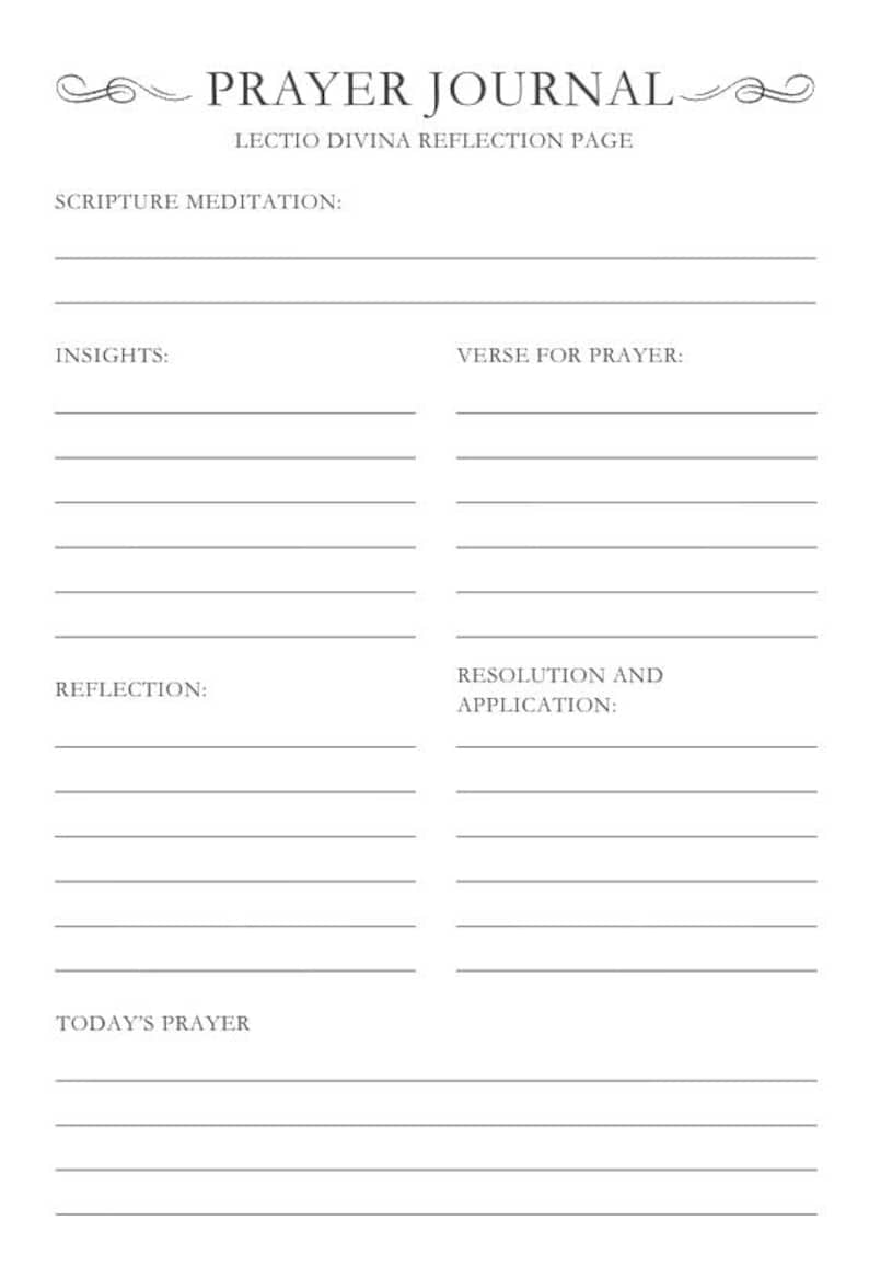 Catholic Prayer Journal Printable | Lectio Divina Reflection Page ...