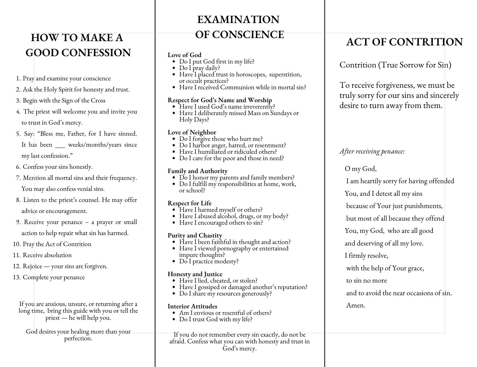 Catholic Confession Guide Printable | How to Go to Confession ...