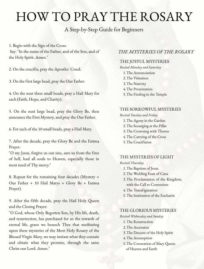 How to Pray the Rosary Guide | Step-by-step Catholic Mysteries (PDF ...