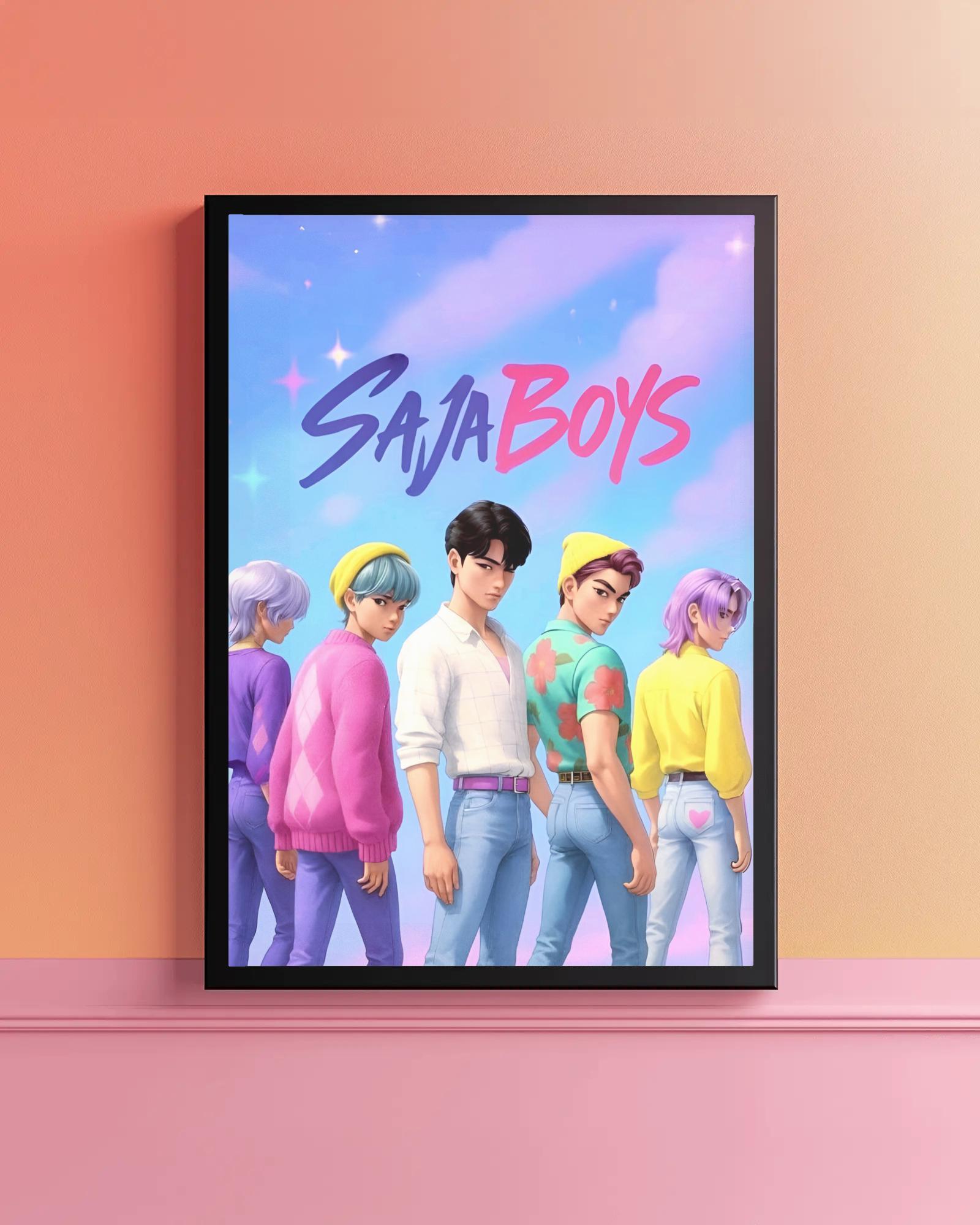 Discover Saja Boys Poster, Demon Hunters Poster, K-Pop Aesthetic Anime Wall Decor, Boy Band Gift