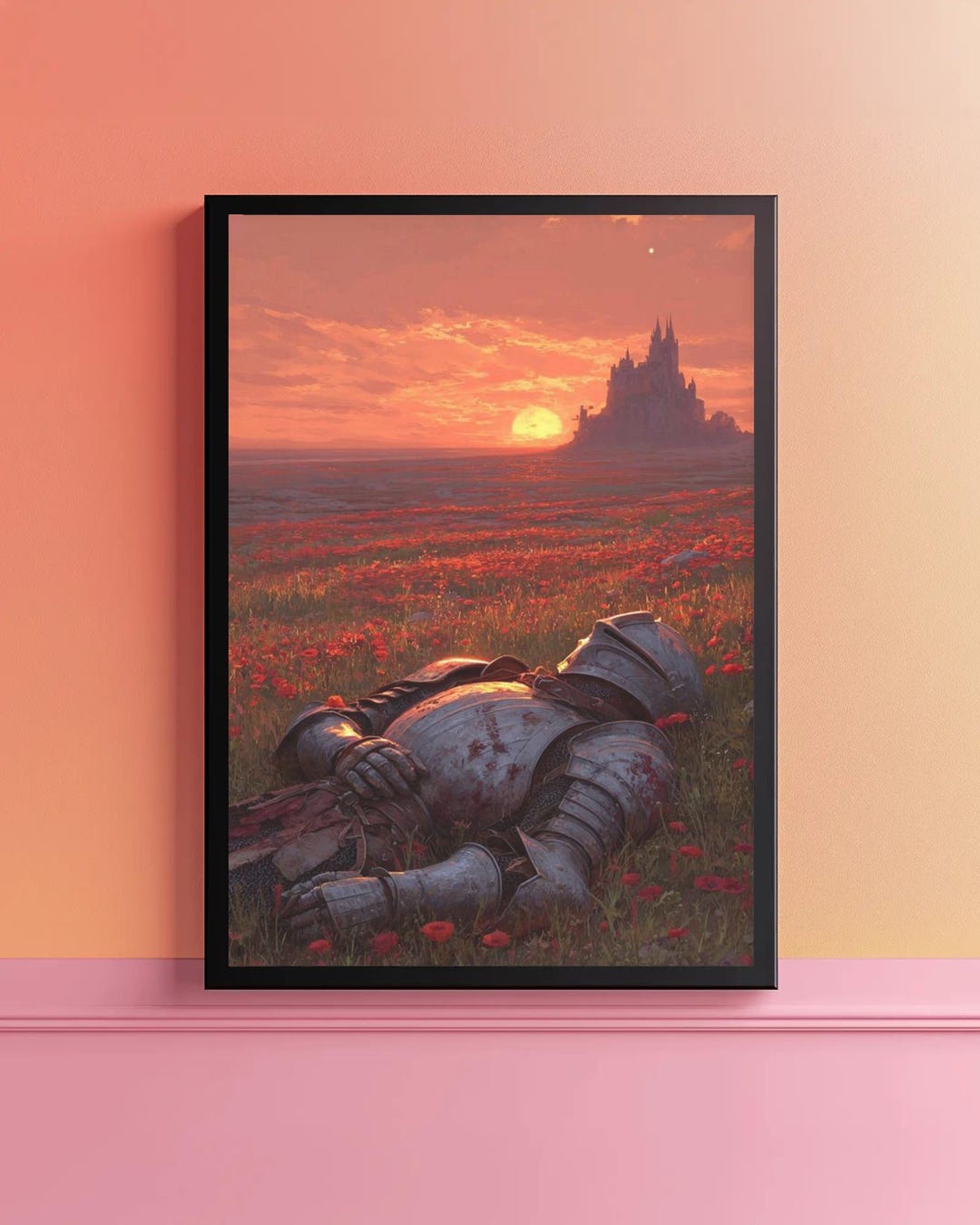 Fallen Knight Fantasy Poster, Medieval Castle Wall Art, Dark Aesthetic ...