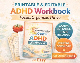 Cuaderno de ejercicios imprimible para adultos con TDAH / Planificador de funciones ejecutivas / Planificador diario y semanal para el TDAH / Organización de la vida y la salud mental (PDF)