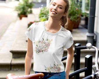 witte crop top met bloemenprint