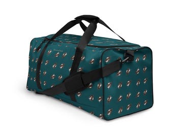 Goat Print Duffle Bag: Teal Blue Travel Gym Bag
