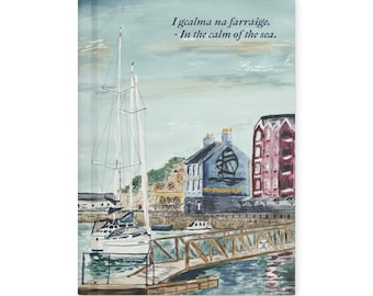 Ireland  Harbour watercolor Original Art Hardcover journal