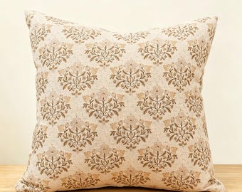 Handmade Vintage Floral Pillow Cover, French Jacquard Cushion, Romantic Cottagecore Throw Pillow, Neutral Farmhouse Decor, Housewarming Gift