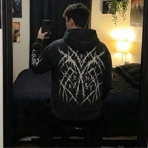 Cyber Sigilism Hoodie, Oversized Streetwear Hoodie, Opium Aesthetic Clothing, Neo Tribal Graphic, Gothic Heavyweight Sweatshirt, Goth Gift
