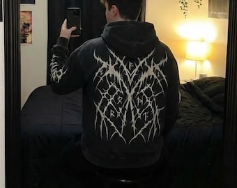 Sudadera con capucha Cyber Sigilism, sudadera con capucha de gran tamaño, ropa de calle, estética Opium, gráfico neotribal, sudadera gótica de peso pesado, regalo gótico