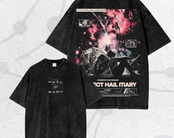 Camiseta vintage lavada para fans, estilo streetwear, Project Hail Mary Tee, camiseta gráfica extragrande