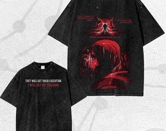Regalo de ropa de calle vintage lavada para fans, camiseta de Iron Lung, camiseta gráfica de juego de terror indie, camiseta grunge extragrande de peso pesado Y2K