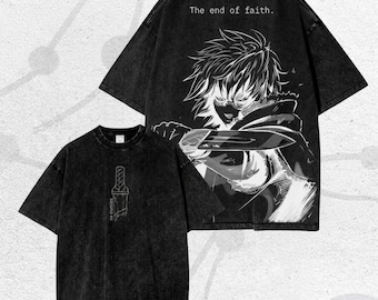 Camiseta vintage lavada para fans, estilo streetwear, camiseta de Thorfinn de Vinland Saga, camiseta con estampado de anime