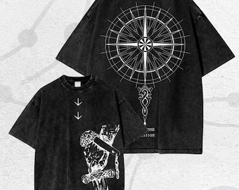 Camiseta vintage lavada para fans, estilo streetwear, camiseta de anime Vinland Saga, camiseta gráfica vintage de anime, camiseta vikinga de mitología nórdica