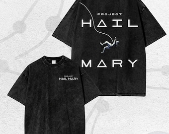 Regalo de fan vintage lavado, camiseta del Proyecto Ave María, camiseta vintage de streetwear, camiseta de ciencia ficción