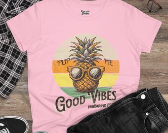 Pineapple Good Vibes Tee | Retro Sunglasses Tropical Shirt