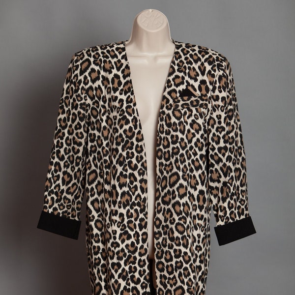 80s 90s Women's Blazer Jacket Leopard Print