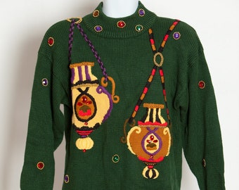 vintage 80s 90s Fun Women's Sweater - Fun Designs Gems - GANTOS - M