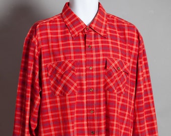 70s 80s Button Down Long Sleeve Men's Shirt - KINGSPORT
