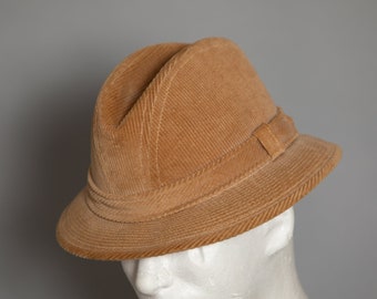 Vintage Corduroy Khaki Colored Hat