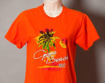 Vintage 80s 90s Cocoa Beach FL orange Tshirt - S