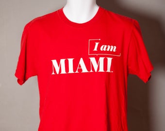 Vintage 80s 90s I am MIAMI Tshirt - red white - M