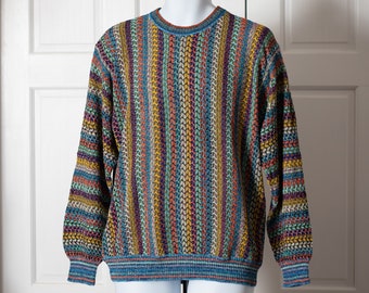 Incredible Colorful Vintage 90s Men's Textured Sweater - MONDO DI MARCO - S