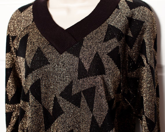 Gorgeous Shimmery Gold and Black Vintage Sweater … - image 3