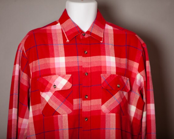 Vintage 70s 80s Men's Button Down Shirt - red - S… - image 2