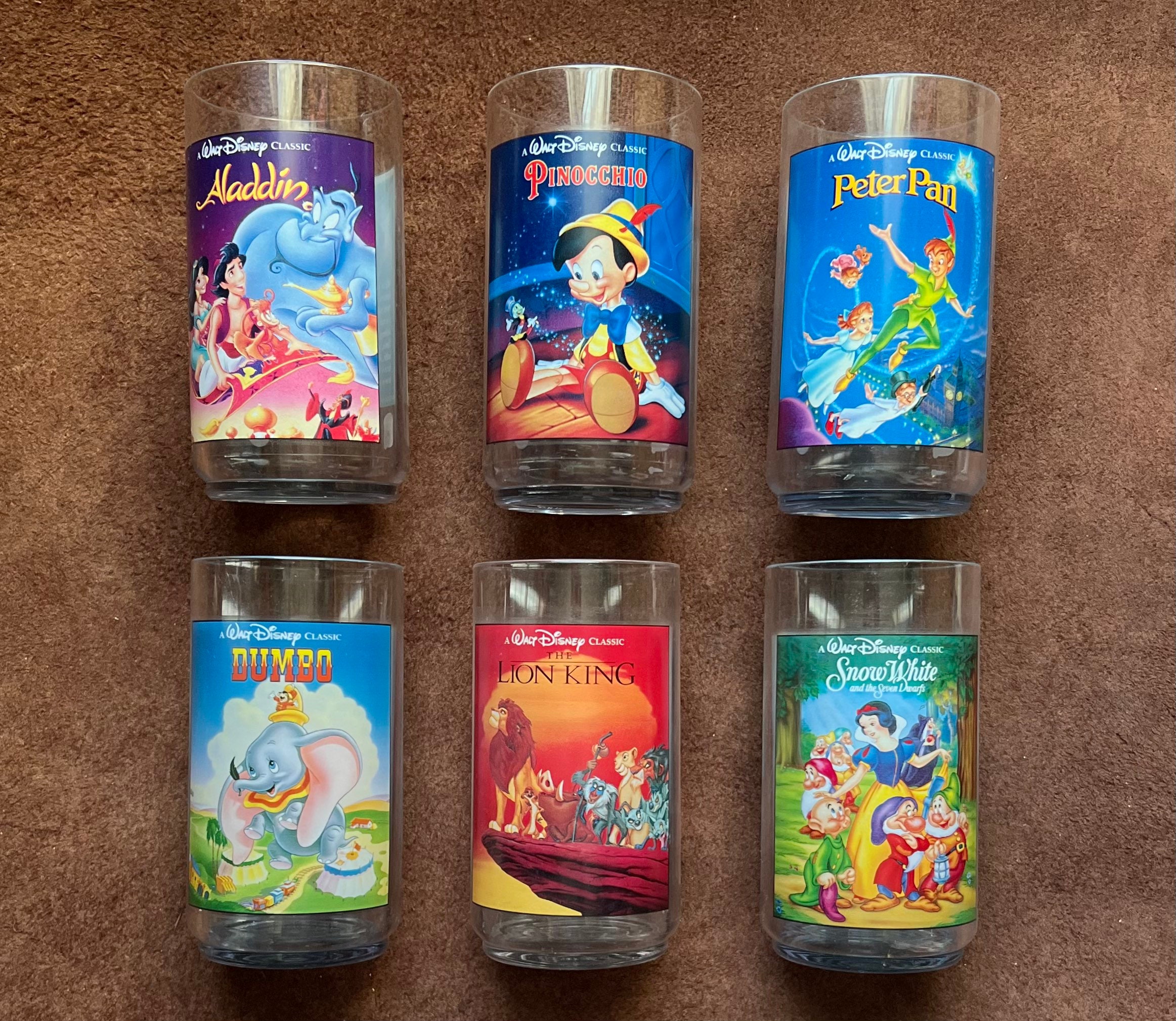 Vintage 90s Walt Disney Plastic Cups COLLECTOR SERIES 