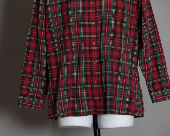 80s 90 Men's Light-weight Plaid Long Sleeve Shirt… - image 4