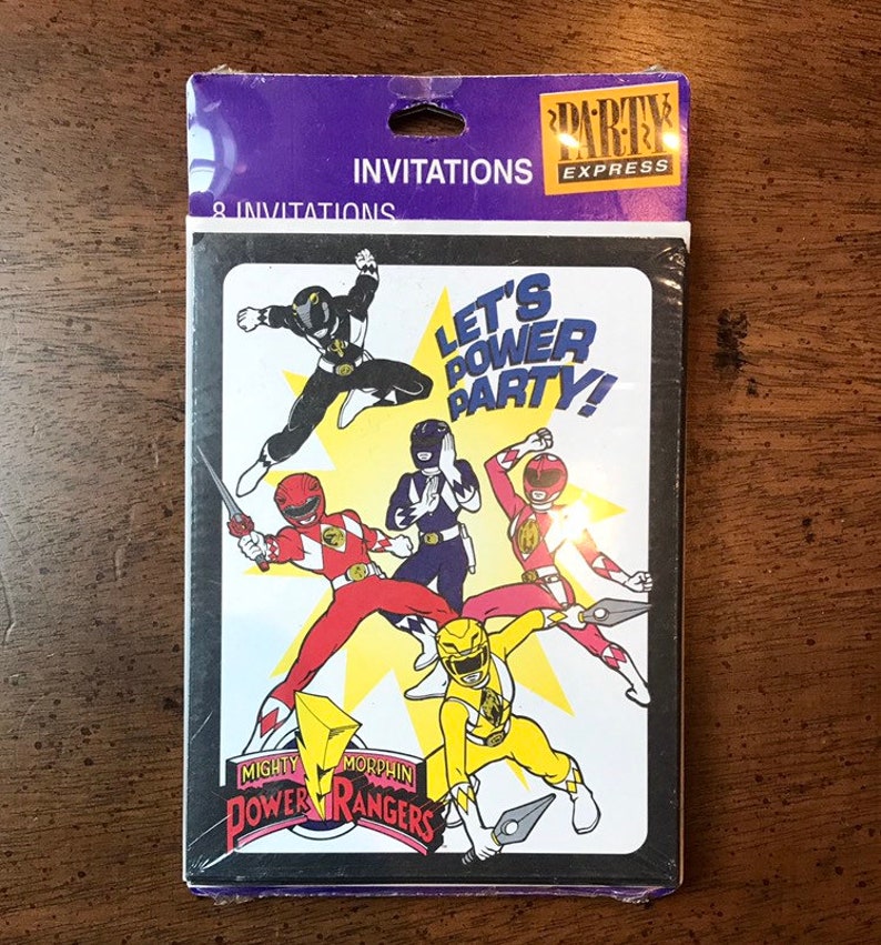8 invites Vintage 90s Power Rangers Party Invitations