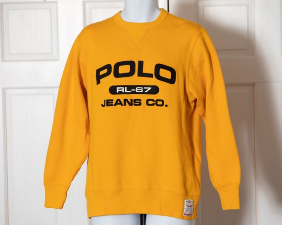 Vintage-new 90s 00s POLO JEANS yellow Sweatshirt … - image 2