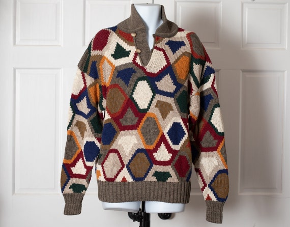 Vintage 90s Colorful men's Sweater - image 1