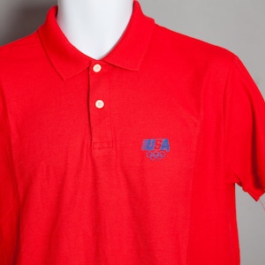 Vintage 80s 90s USA Olympics red Polo Shirt image 1