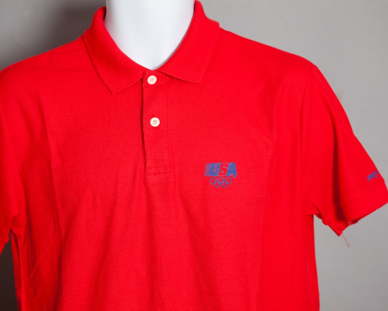 Vintage 80s 90s USA Olympics red Polo Shirt image 1