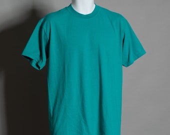 90s 00s Solid Turquoise Blue Tshirt - GILDAN - M
