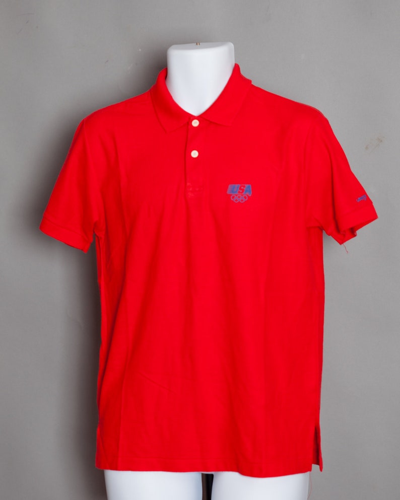 Vintage 80s 90s USA Olympics red Polo Shirt image 4