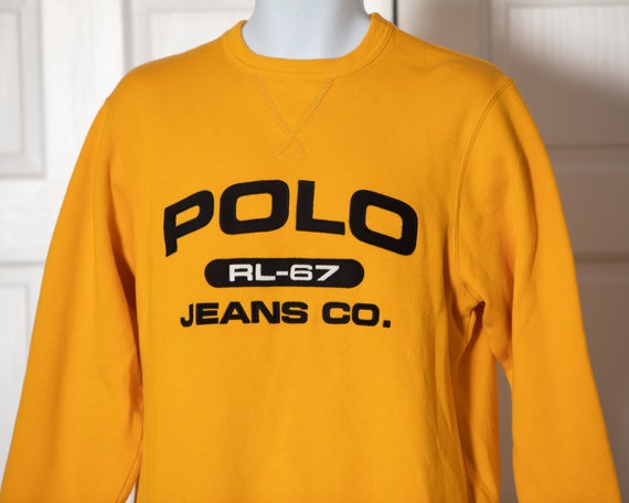 Vintage-new 90s 00s POLO JEANS yellow Sweatshirt … - image 5