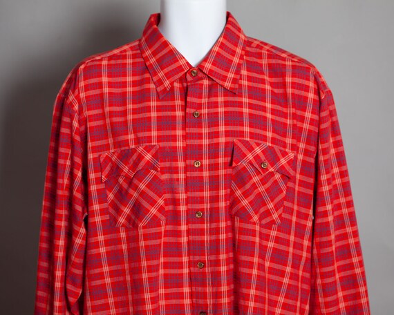 70s 80s Button Down Long Sleeve Men's Shirt - KIN… - image 3