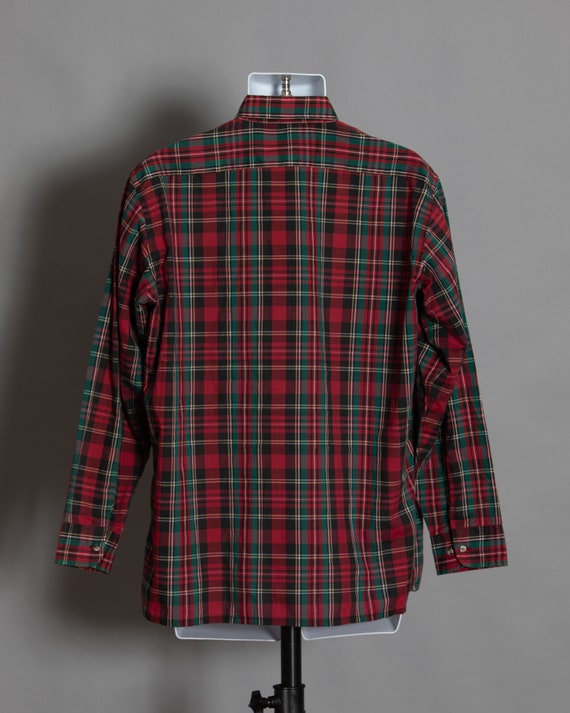 80s 90 Men's Light-weight Plaid Long Sleeve Shirt… - image 5